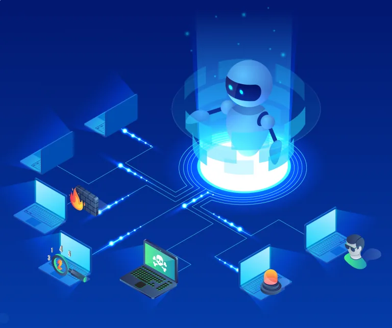 Illustration of AI machine learning mapping out fraud patterns