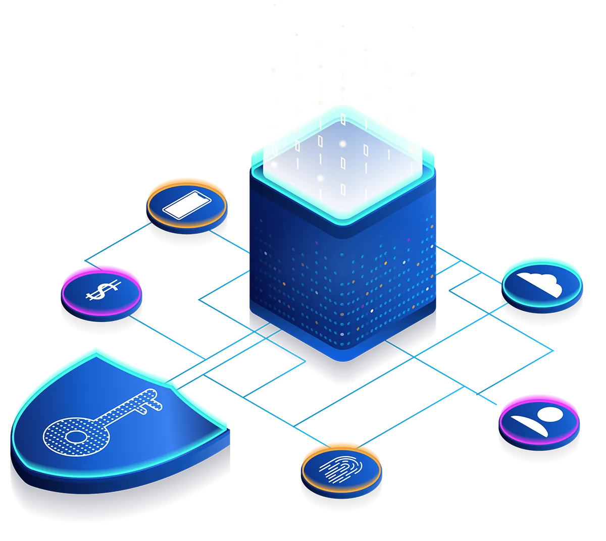 Illustration of integrations connecting to a central Trust Swiftly hub